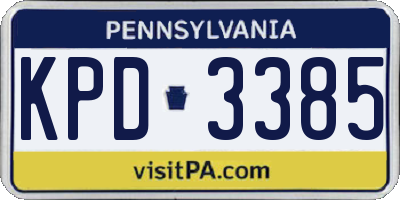 PA license plate KPD3385