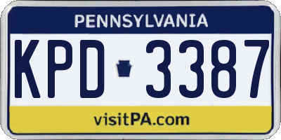 PA license plate KPD3387