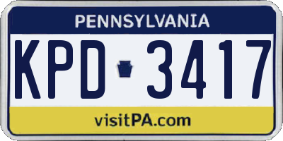 PA license plate KPD3417