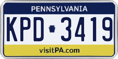 PA license plate KPD3419