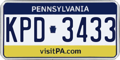 PA license plate KPD3433