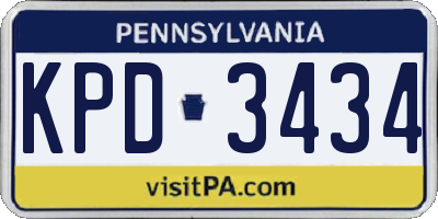 PA license plate KPD3434