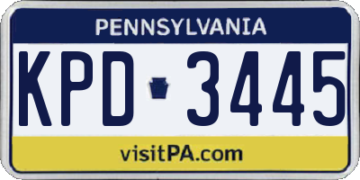 PA license plate KPD3445