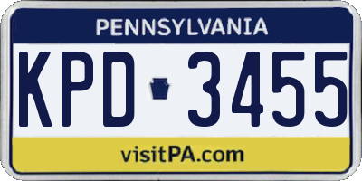 PA license plate KPD3455