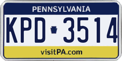 PA license plate KPD3514