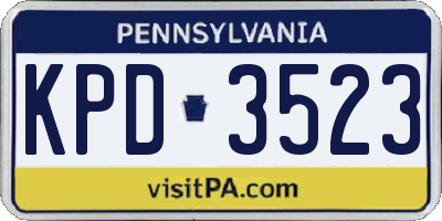 PA license plate KPD3523