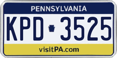 PA license plate KPD3525