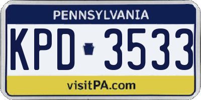 PA license plate KPD3533