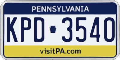 PA license plate KPD3540