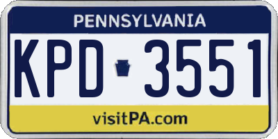 PA license plate KPD3551