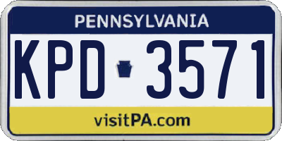 PA license plate KPD3571