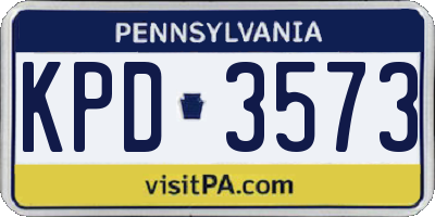 PA license plate KPD3573