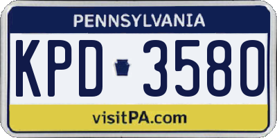 PA license plate KPD3580