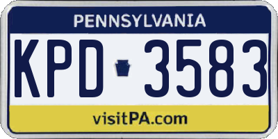 PA license plate KPD3583