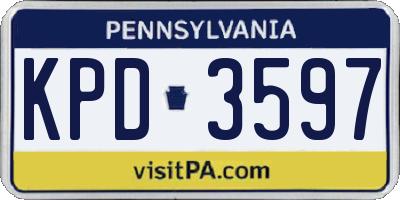 PA license plate KPD3597