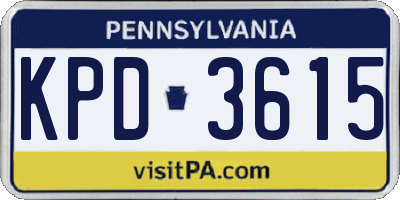 PA license plate KPD3615