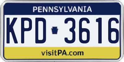 PA license plate KPD3616
