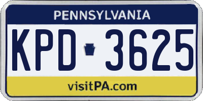PA license plate KPD3625