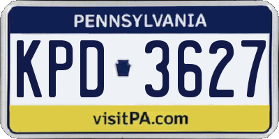 PA license plate KPD3627