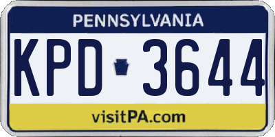 PA license plate KPD3644