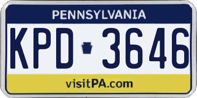 PA license plate KPD3646