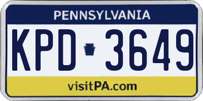 PA license plate KPD3649