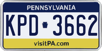 PA license plate KPD3662