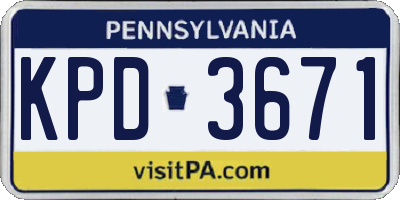 PA license plate KPD3671