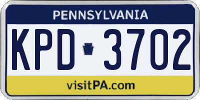 PA license plate KPD3702