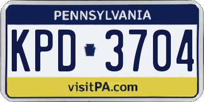 PA license plate KPD3704
