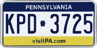 PA license plate KPD3725