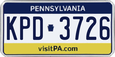 PA license plate KPD3726