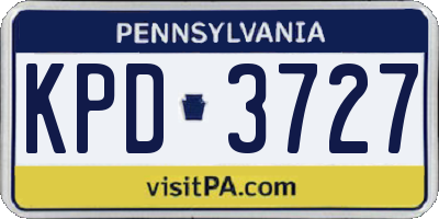 PA license plate KPD3727