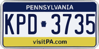 PA license plate KPD3735