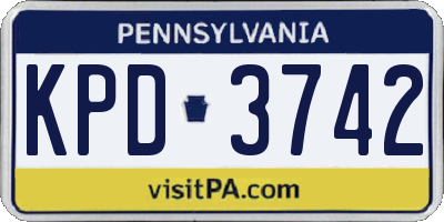 PA license plate KPD3742