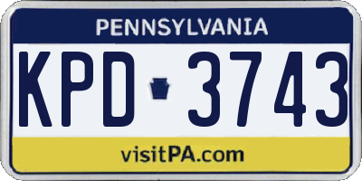PA license plate KPD3743