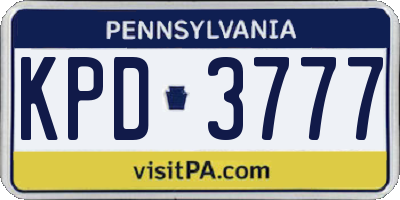 PA license plate KPD3777