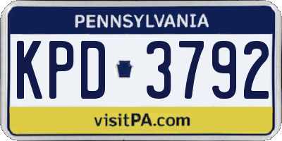 PA license plate KPD3792