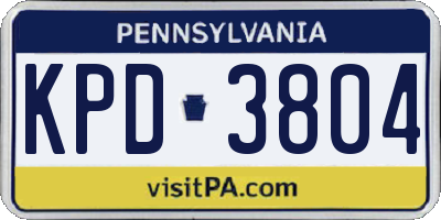 PA license plate KPD3804