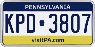 PA license plate KPD3807