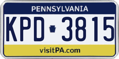 PA license plate KPD3815