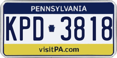 PA license plate KPD3818