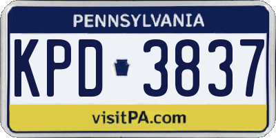 PA license plate KPD3837