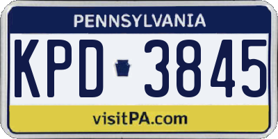 PA license plate KPD3845