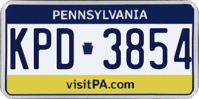 PA license plate KPD3854