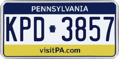 PA license plate KPD3857
