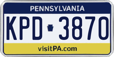 PA license plate KPD3870