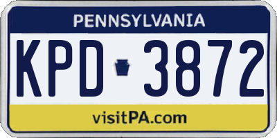 PA license plate KPD3872