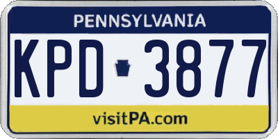 PA license plate KPD3877
