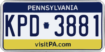 PA license plate KPD3881